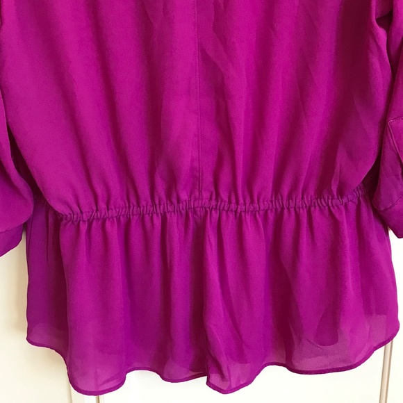 LANE BRYANT Peplum Button Down Blouse Purple Fushia Top Women’s Plus Size 14 1X - Picture 8 of 16
